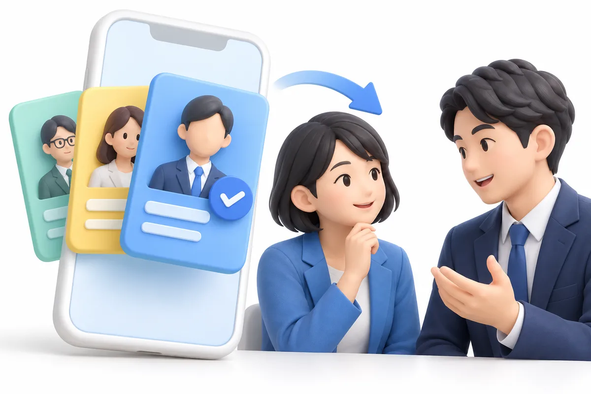 AIで会社の候補を見つけ、カウンセラーへの相談につなげるイメージ