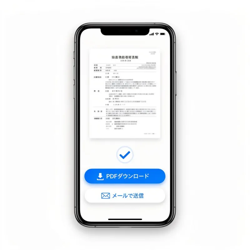 PDFダウンロード・メール送信画面